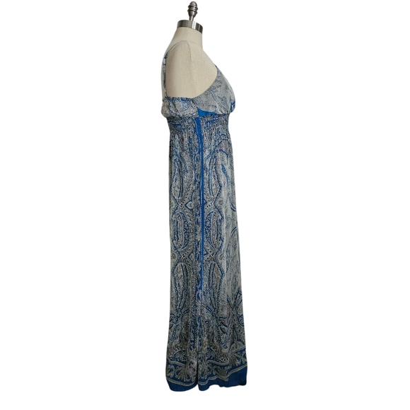 SHE'S COOL Blue Paisley Spaghetti Strap Maxi Dress | SZ M - Picture 2 of 10